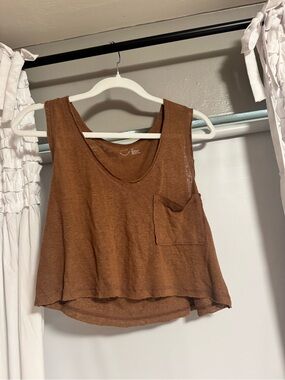 aerie Rust Brown Cropped Tank with Pocket